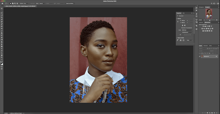 screenshot of a portrait image used to show how to add film grain in photoshop