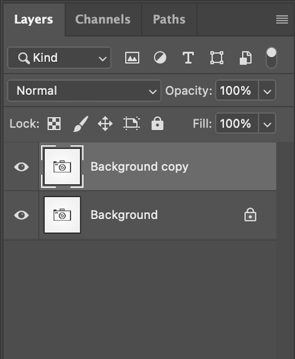 Creating a background copy in Photoshop Layers panel