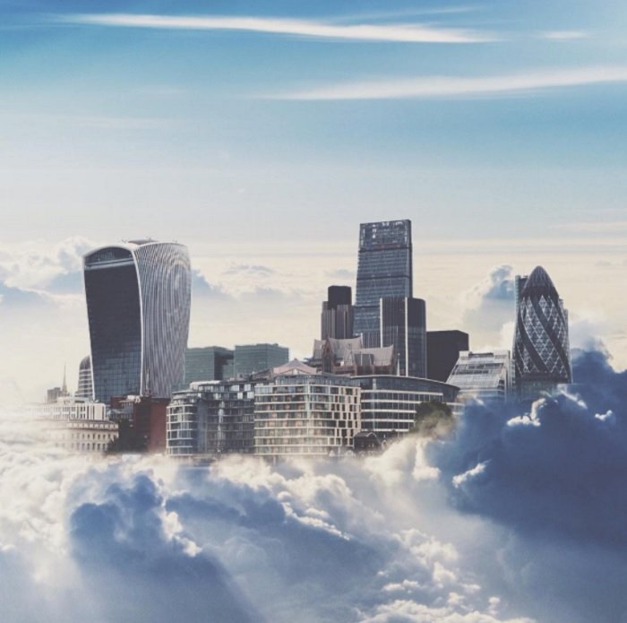 City above the clouds as an idea for photo manipulation
