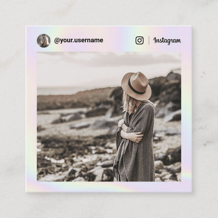photography business card in the shape of an instagram post