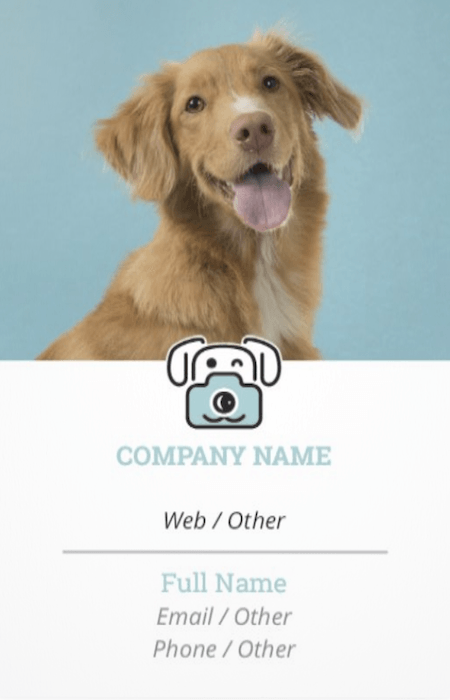 photography business card for pet photographer 