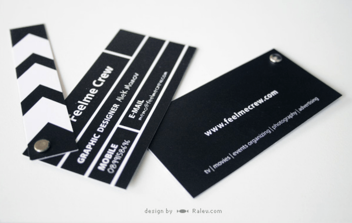 photography business card with a film clicker on them 