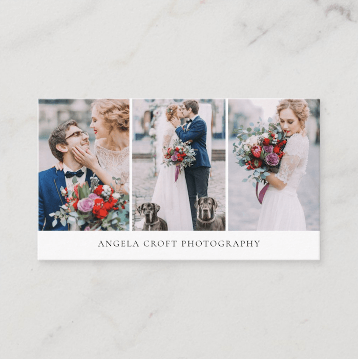 wedding photography pictures on business card 