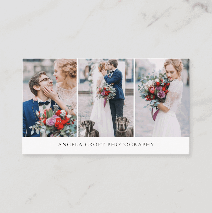 wedding photography pictures on business card 