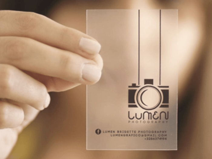 Photography business cards that is see-through 