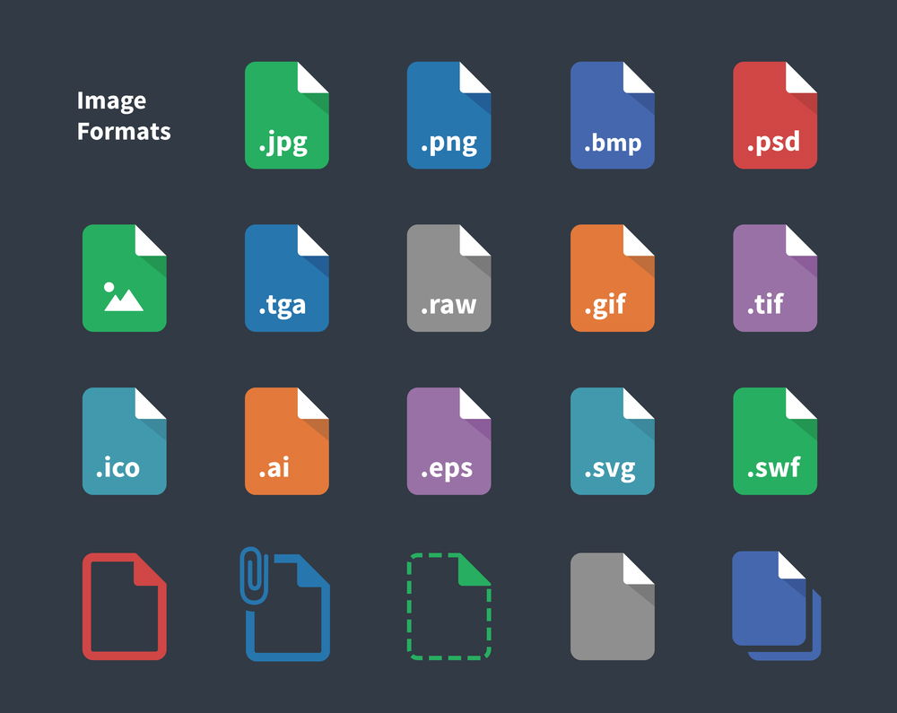 Set of image file labels icons for Lightroom export settings