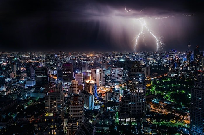 an orf file of a lighting storm over a city at night