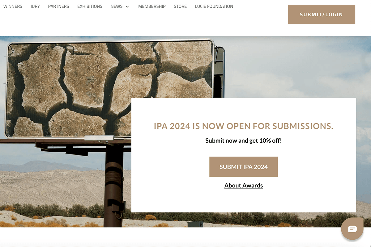 International Photography Awards website for photography contests