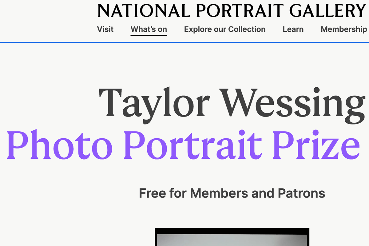 Taylor Wessing Portrait Prize website photography competition