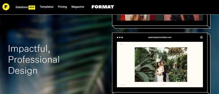 Homepage of Format a website builder for photographers