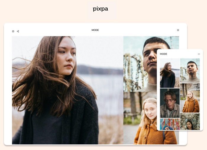 Screenshot with photo portfolio on Pixpa, a website builder for photographers