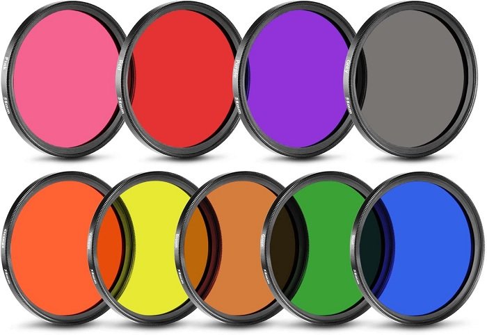 Set of nine color lens filters by Neewer