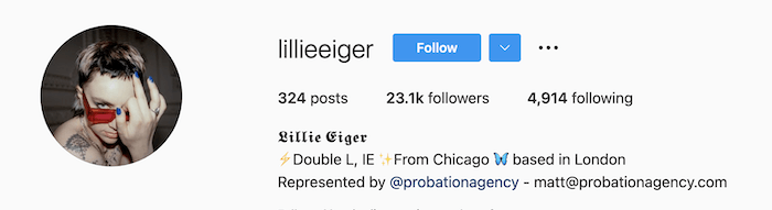 Lillie Eiger foto biografia no Instagram