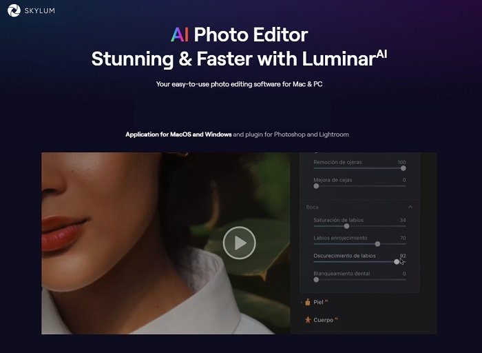 Luminar AI's homepage screenshot