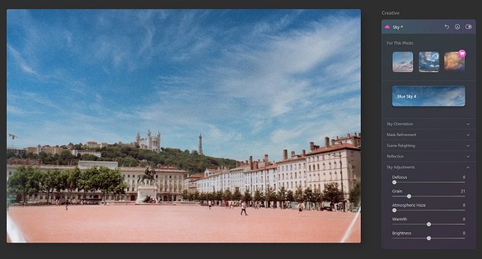 里昂的中心广场，天空被Luminar AI取代