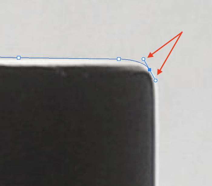 Handles on the Pen tool reference line to create curves