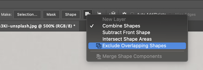 Choosing Exclude Overlapping Shapes