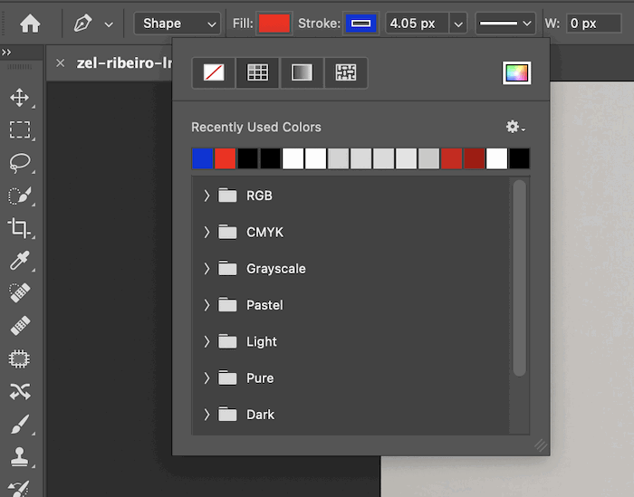 Selecting the Shape's outline