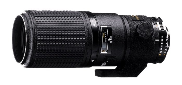 A picture of a Nikon AF Micro-Nikkor 200mm f/4D IF-ED macro lens