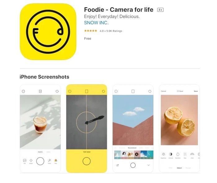 Image of the Foodie photo editing app in the App Store