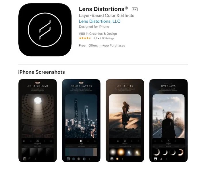 Image of the Lens Distortion photo editing app in the App Store