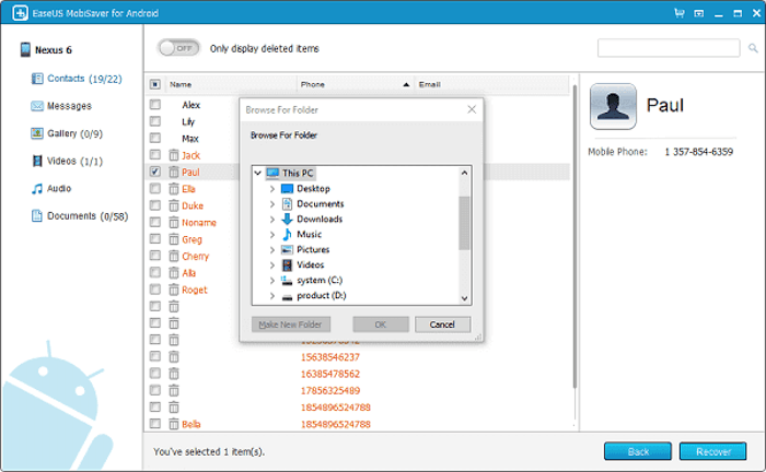 Screenshot of EaseUS MobiSaver free photo recovery software's interface