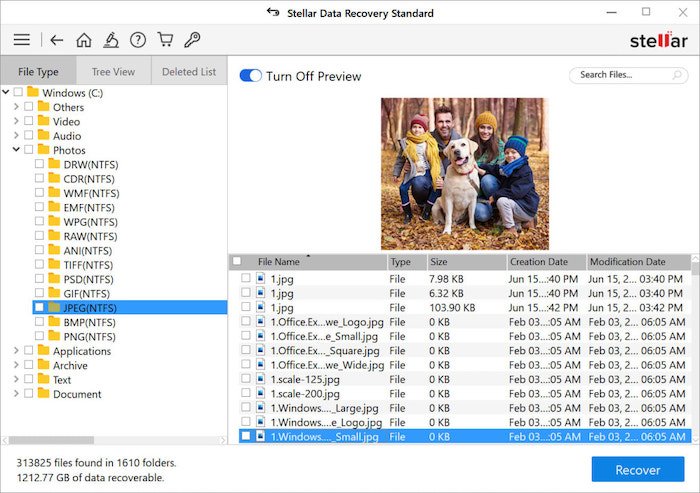 Screenshot of Stellar Photo Recovery, a free photo recovery software