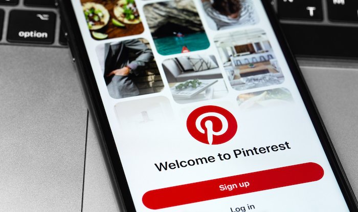 Pinterest app and images on a smartphone screen