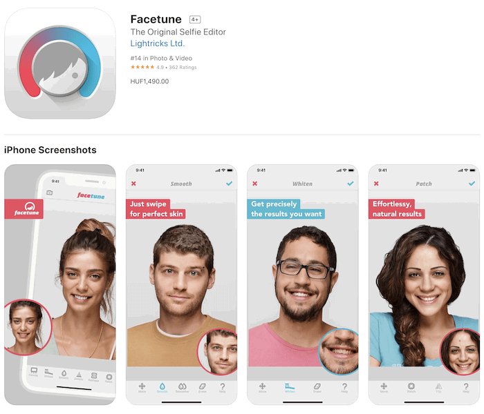 background changer app example Facetune iOS screenshot