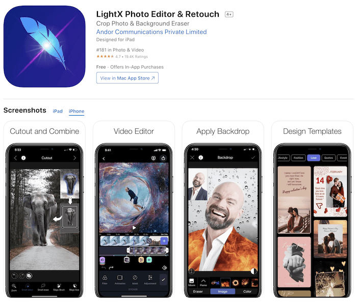 Lightx Photo Editor and Retouch, a background changer app's screenshot