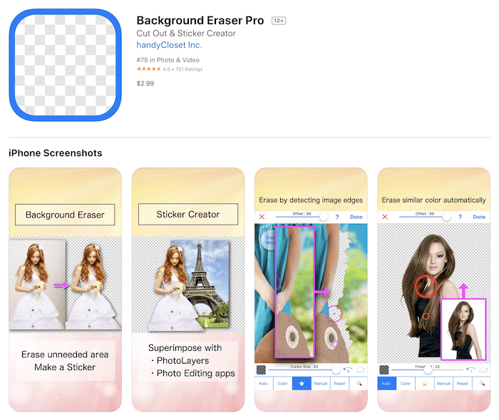 Background Eraser Pro, a background changer app's screenshot