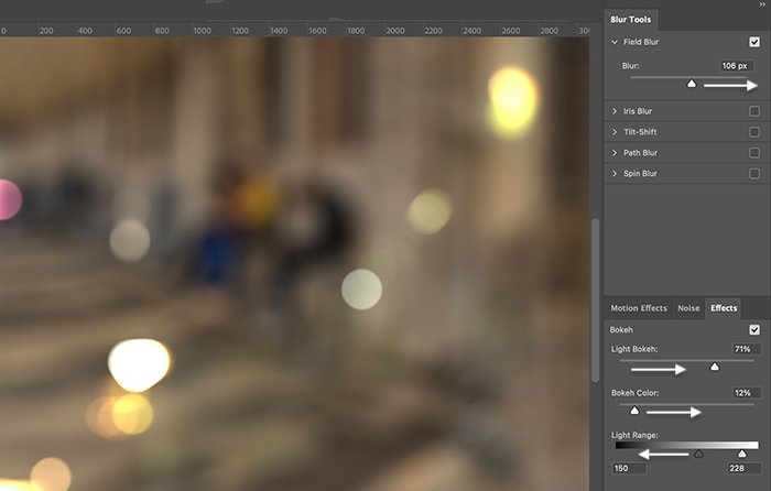 Photoshop screenshot of Blur Tools panel
