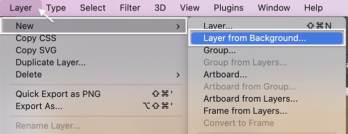 Photoshop screenshot selecting Layer from Background