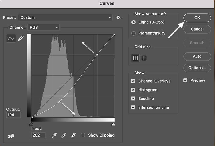 Photoshop screenshot of Curves adjustment layer panel