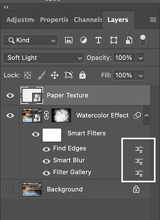 Photoshop screenshot layer panel showing smart filters