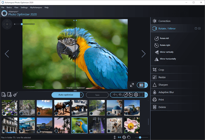 Ashampoo Photo Optimizer 2020 free photo editing software interaface screenshot