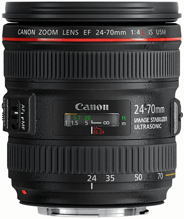 Canon EF 24-70mm f/4L IS USM zoom lens product photo
