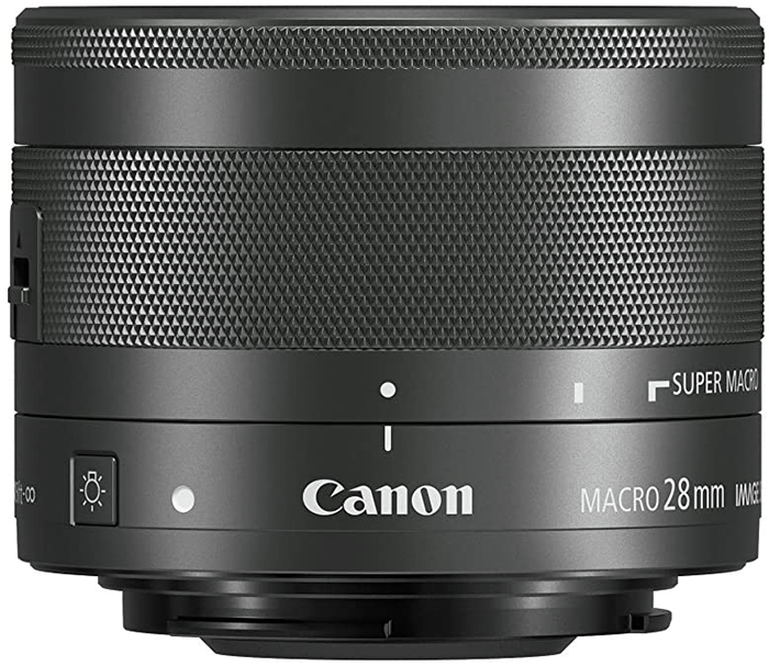 Canon EF-M 28mm f/3.5 macro IS STM lens product photo