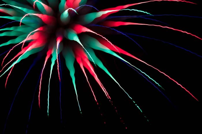 Picture of fireworks with long exposure settings