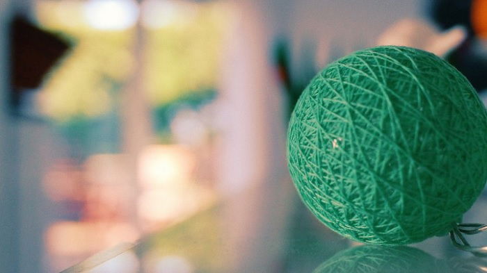 Ball of string with shallow depth of field