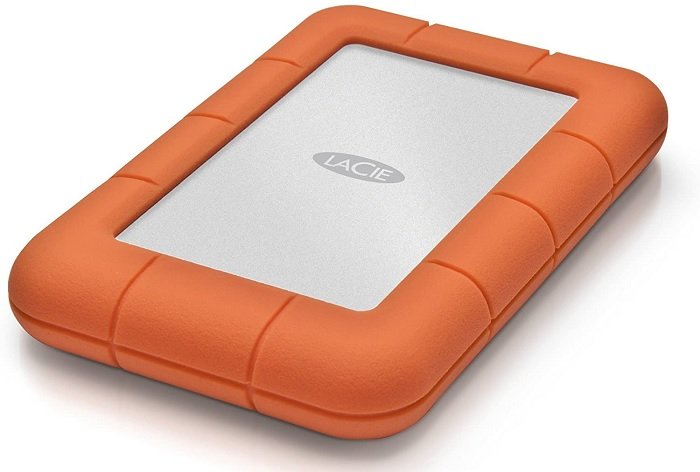 LaCie Rugged Mini external hard drive on a white background