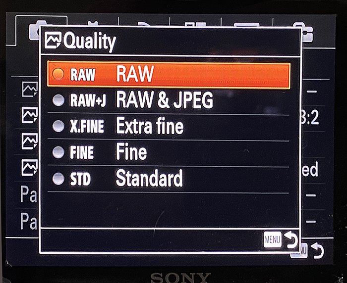 Sony menu image quality