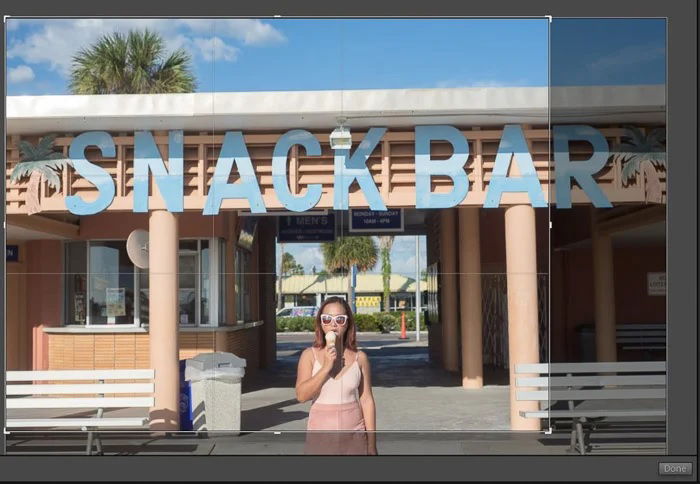 Cropping an image in lightroom screenshot