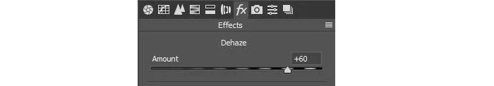 Dehaze filter setting toolbar