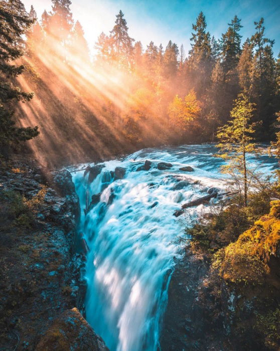 Waterfall scene at dusk, exemplifying digital photography