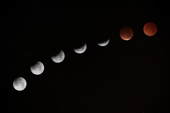 Time-lapse photo of the moon