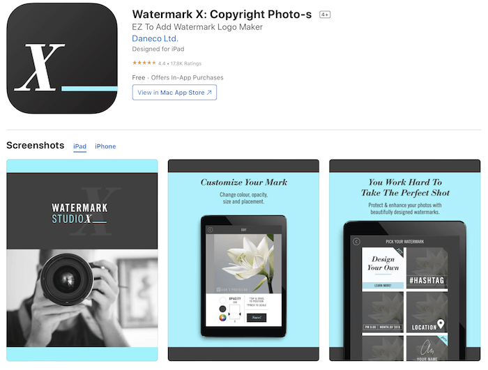 A screenshot of the Watermark X app in Apple's App Store.