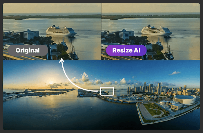 Resolution comparison images when resizing with Resize AI