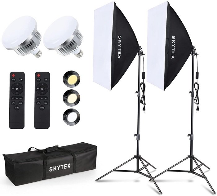 Skytex softbox lighting kit product photo with kit bag