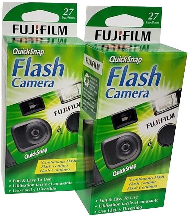 Two boxes of the fujifilm quicksnap camera